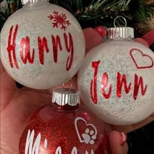 Custom glass ornaments and stockings